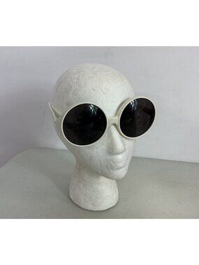 Vintage Dyce Large Round Lens White Sunglasses Retro Y2K